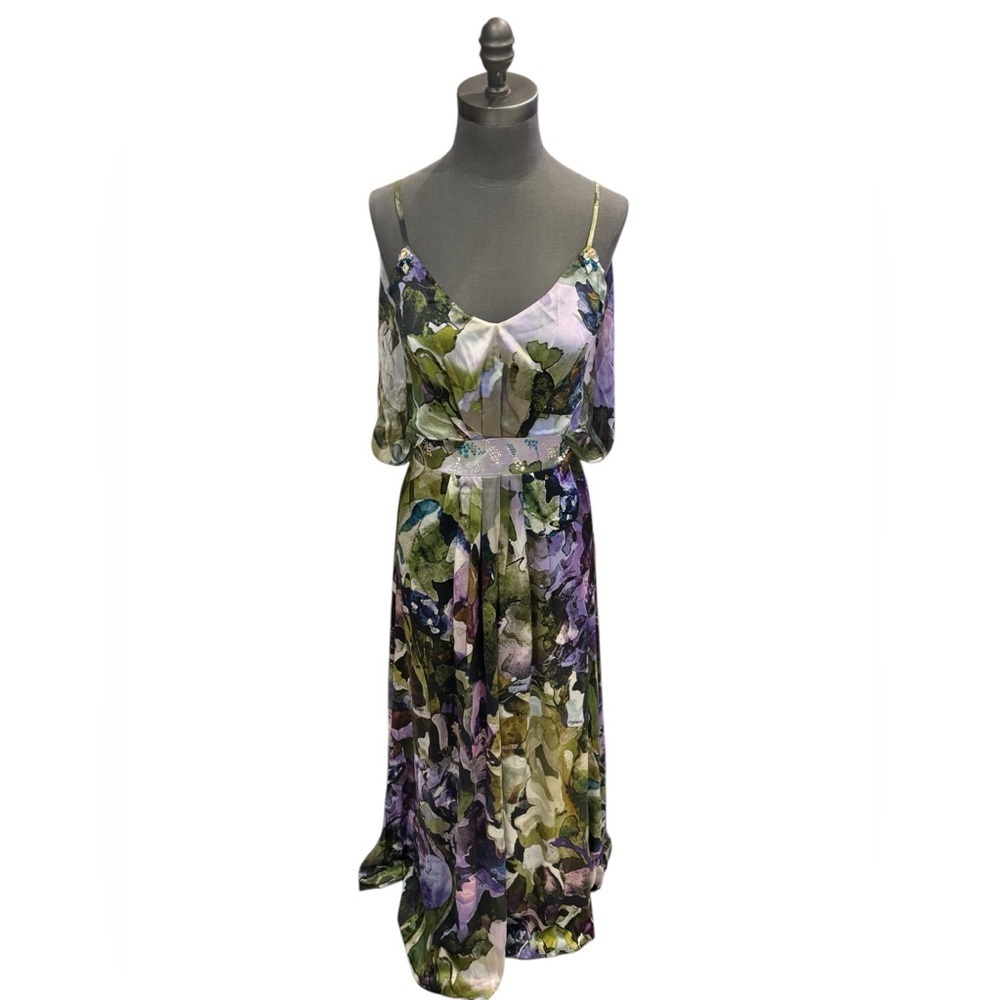 Sassofono Silk Beaded Floral Gown Size Small